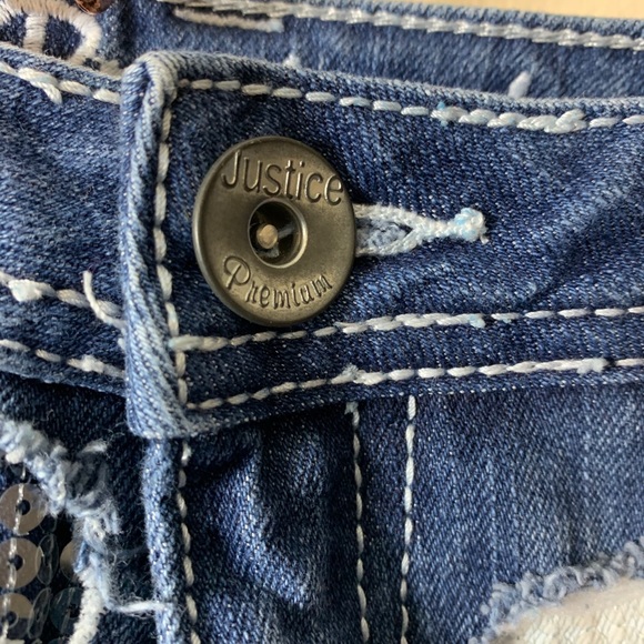 Justice Sequin Distressed Flag Denim Jean Shorts - Picture 10 of 12
